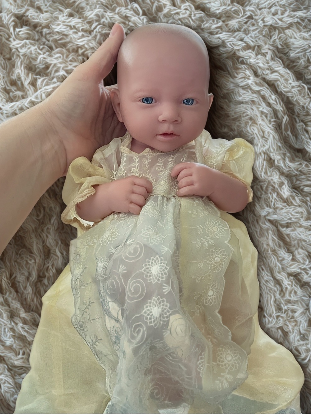BERENGUER 22-07 14" Newborn Doll Vintage Gown Diaper TLC Dementia Therapy Set